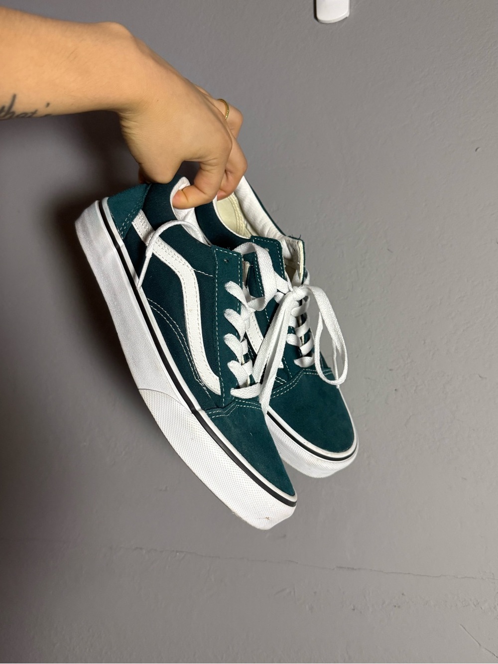 Vans Old Skool Teal Suede & Canvas Sneakers with White Stripe
